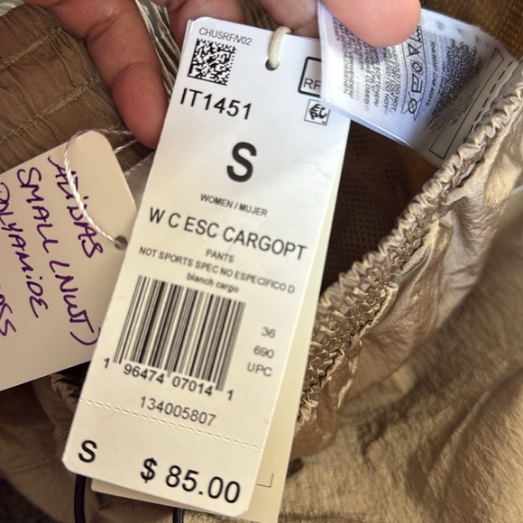 NWT Adidas City Escape Cargo Pants Joggers Elastic Small Gold - Picture 7 of 11